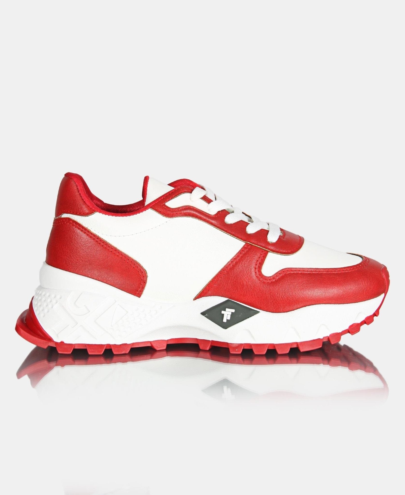 LADIES' CASUAL SNEAKERS - RED-WHITE