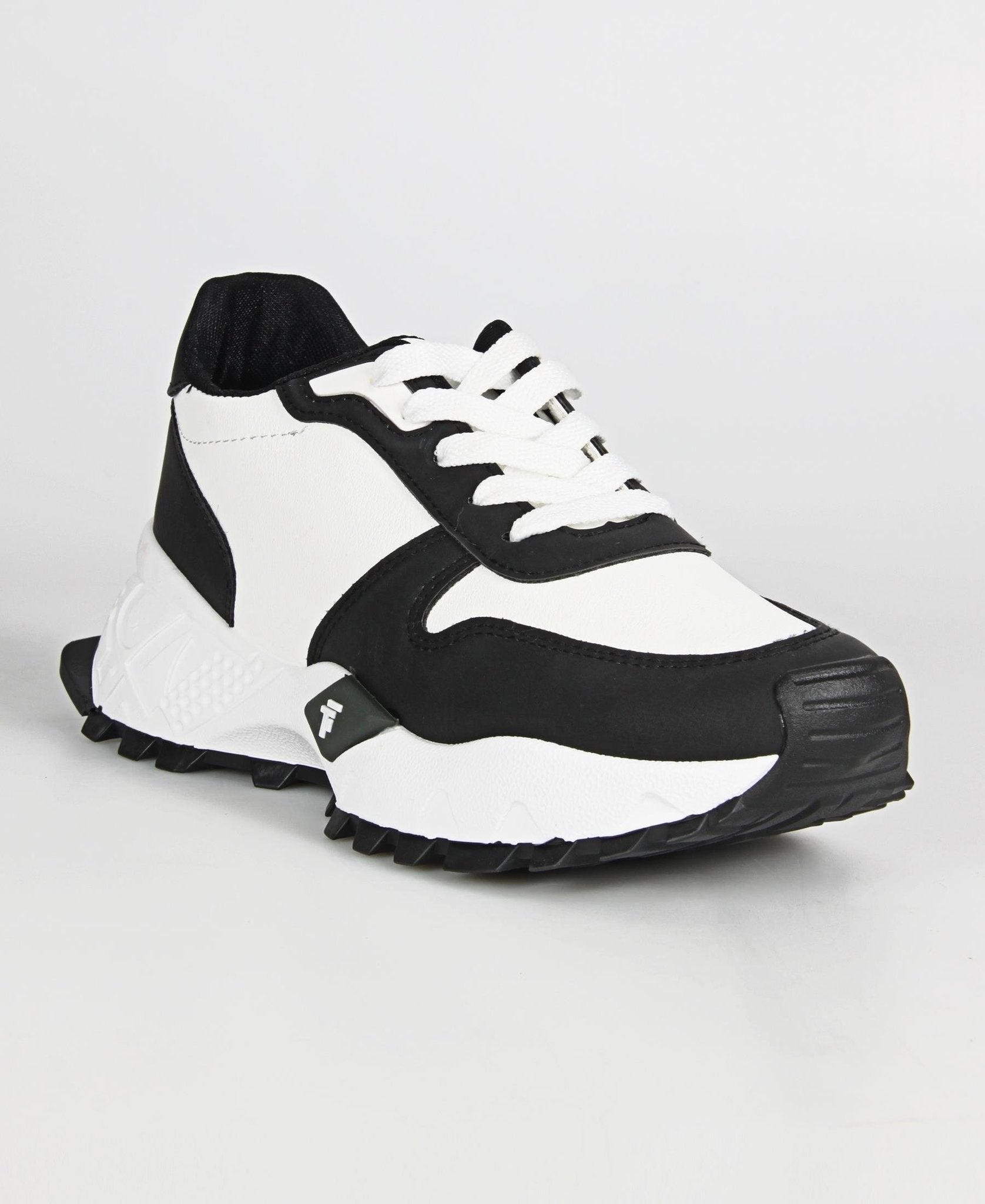 LADIES BLACK-WHITE CASUAL SNEAKERS - BOOTS